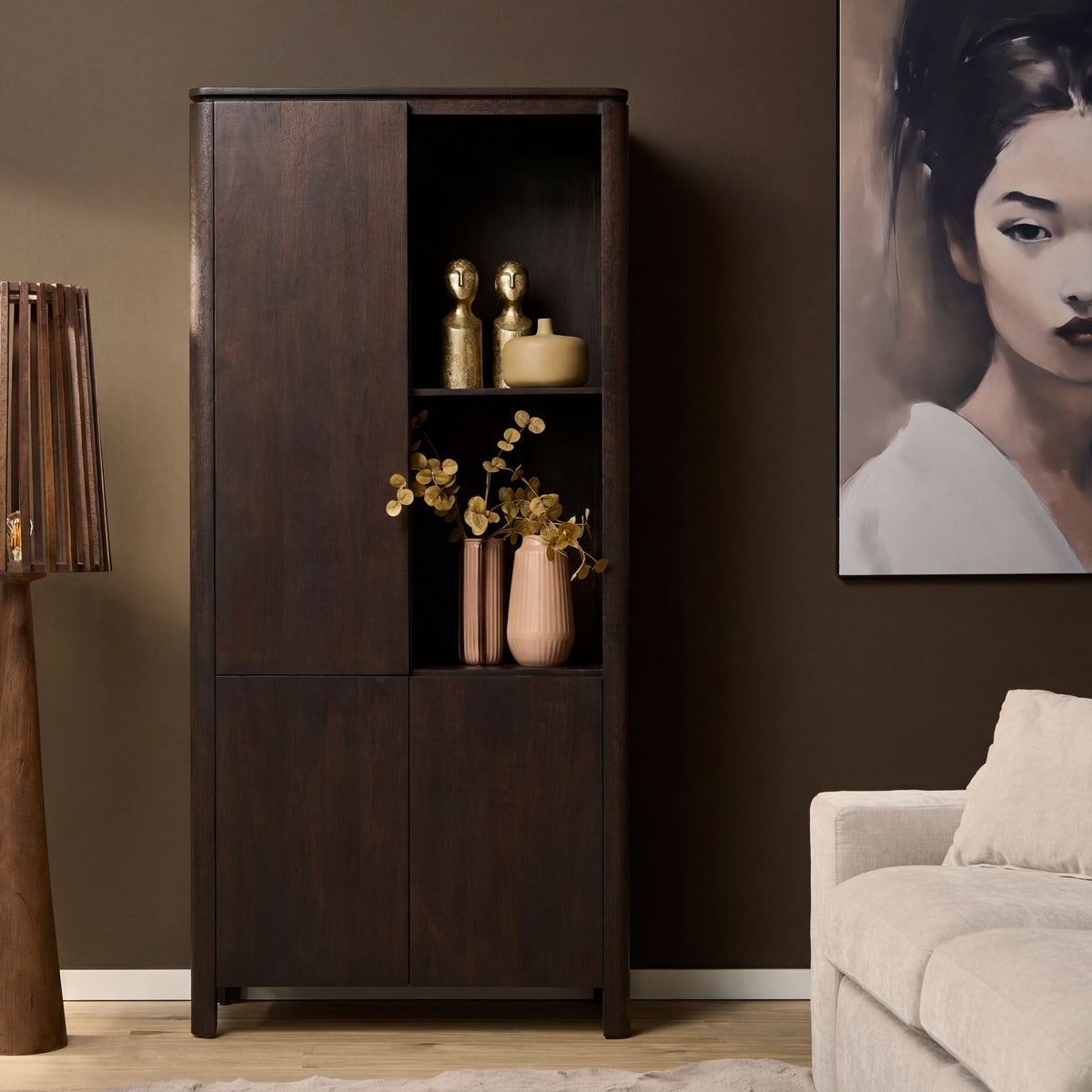 Vakkenkast Dallas | Brown 90cm