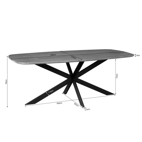 Eettafel Elegance Zwart - 240cm | Deens ovaal