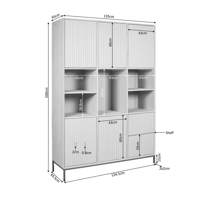 Vakkenkast Madison | Naturel 135cm