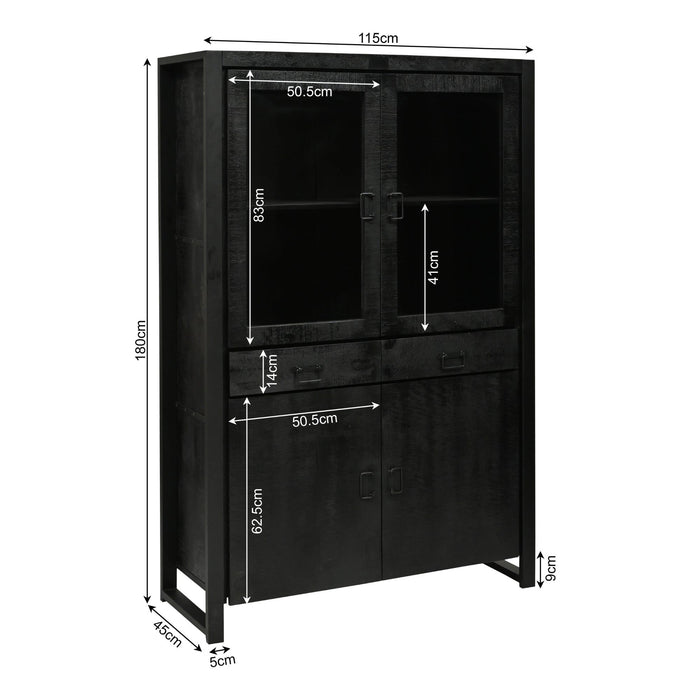Vitrinekast Boaz | Black 115cm