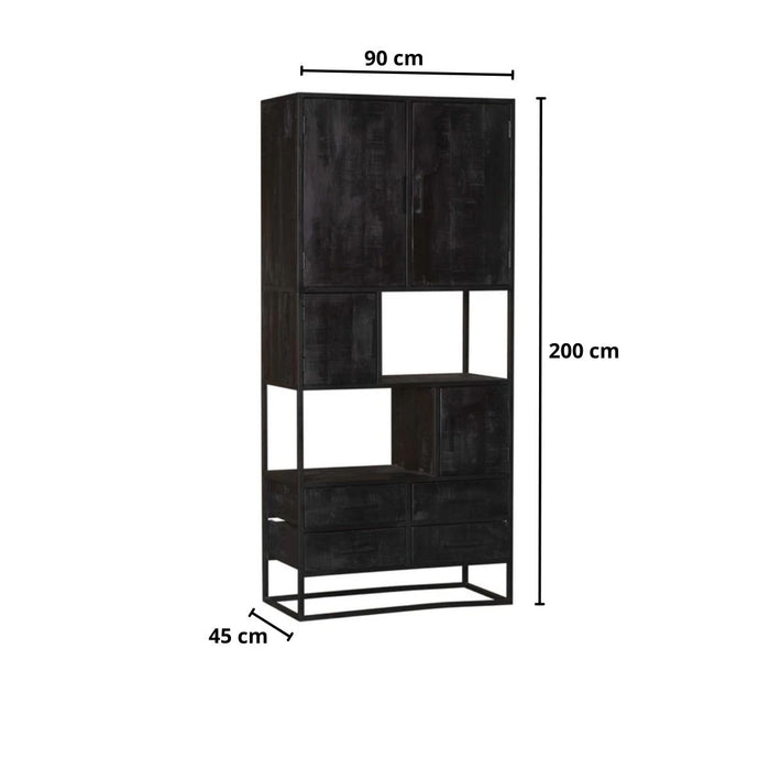 Vakkenkast Denver | Black 90cm