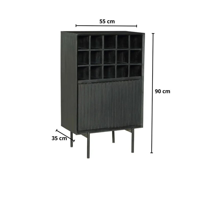 Wijnkast Madison | Zwart 55cm