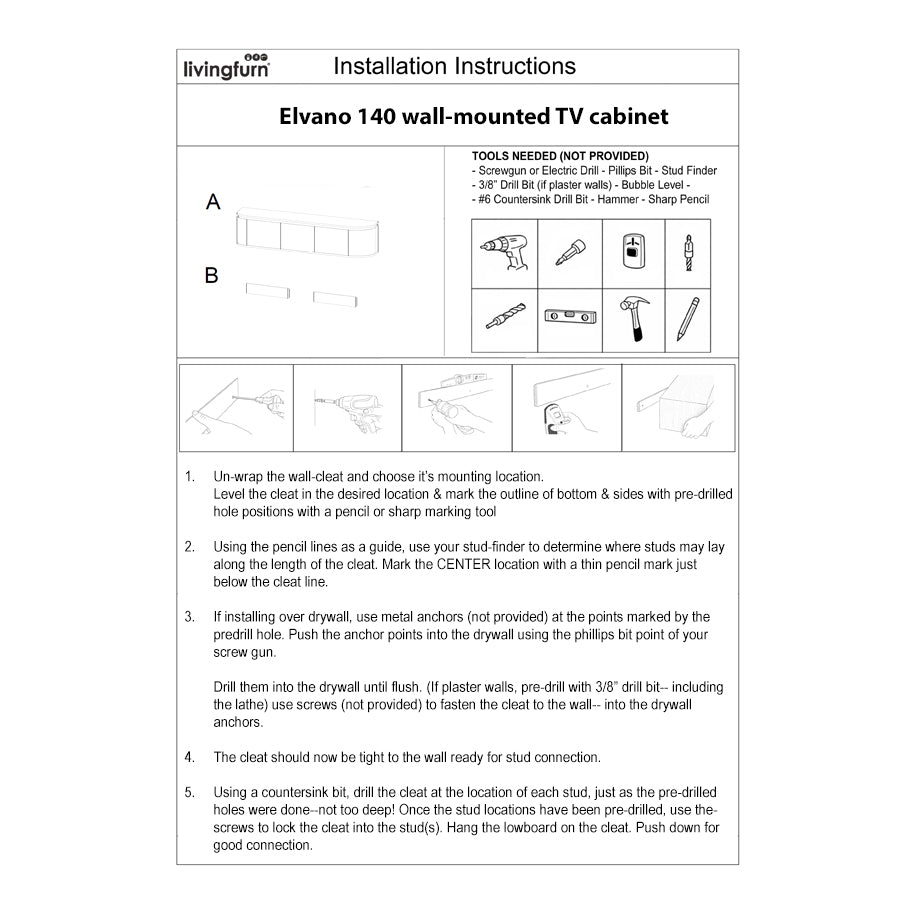 Zwevend TV-Meubel Elvano | Brown