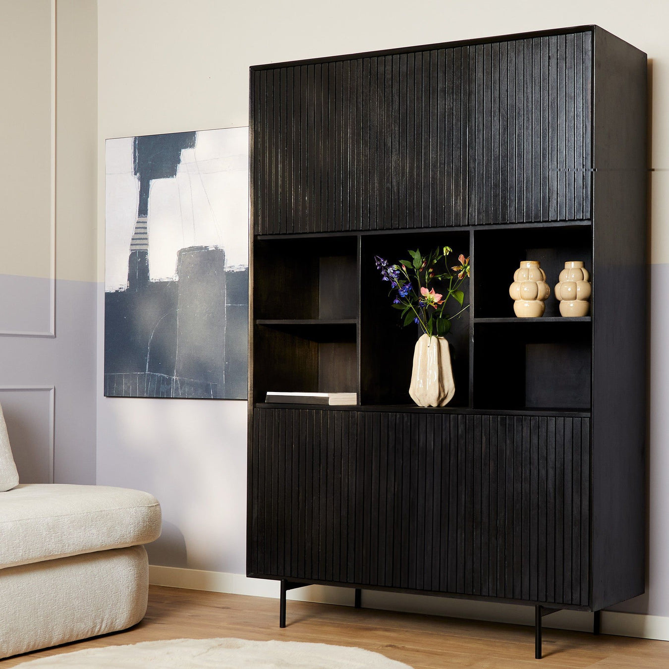 Vakkenkast Madison Black 135cm