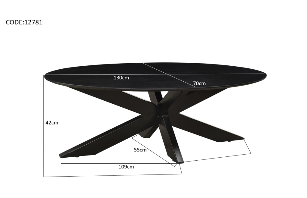 Salontafel Oslo Oval | Zwart