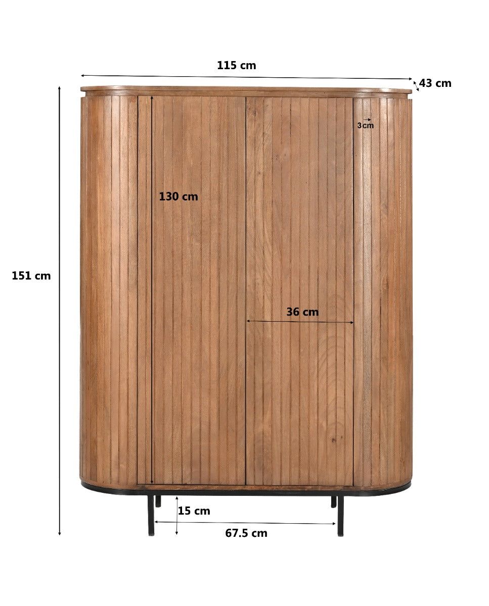 Wandkast Noor | Naturel hout, Zwart