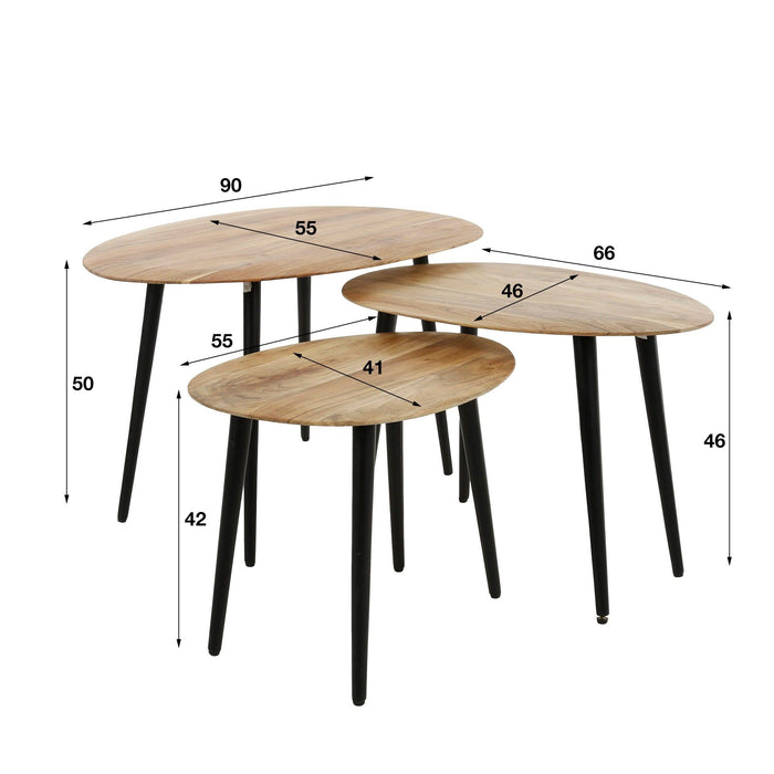 Salontafel Organic set van 3 | Naturel