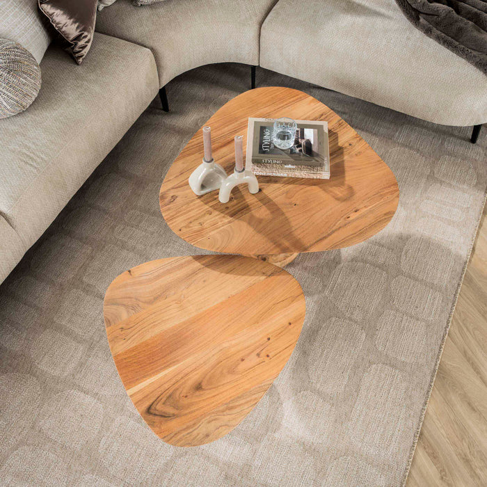 Salontafelset driehoekig | acacia 84/63cm