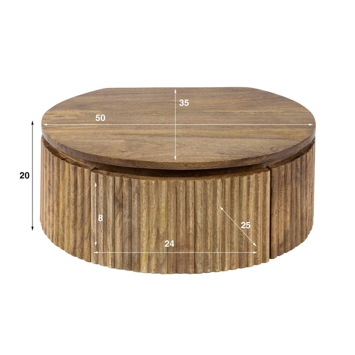 Nachtkastje Wave rond | Bruin 50cm