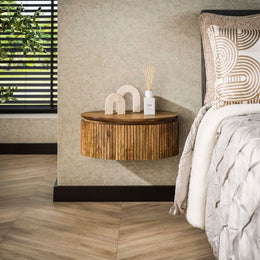 Nachtkastje Wave rond Zwevend | Brown 50cm