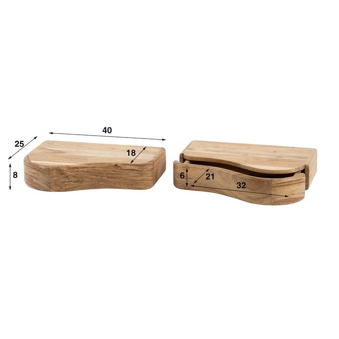Nachtkastjes Organic set/2 | Lichtbruin 40cm
