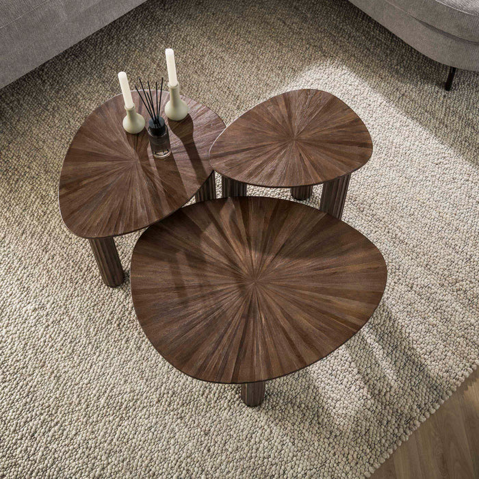Salontafelset van 3 Maya Teak driehoekig | espresso