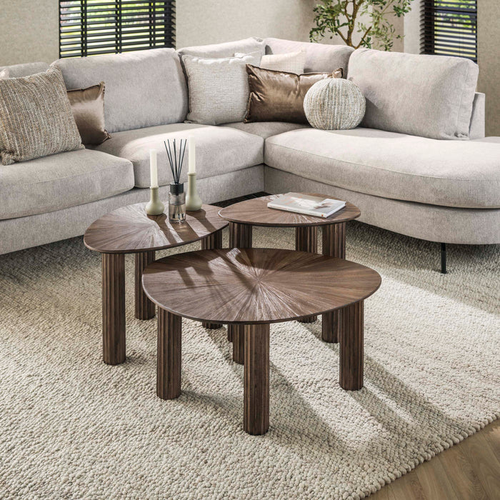 Salontafelset van 3 Maya Teak driehoekig | espresso
