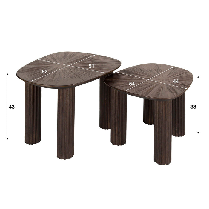 Salontafelset Maya Teak vierhoekig | espresso 62/54cm