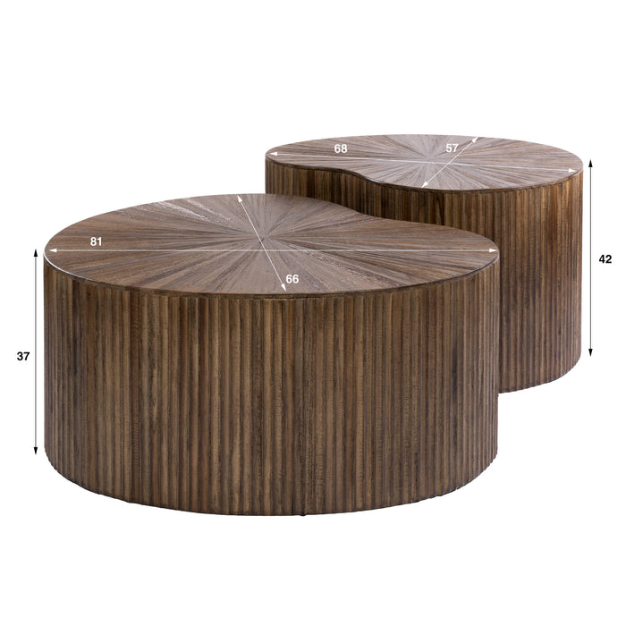 Salontafelset Maya Teak Niervormig Set van 2 | Espresso