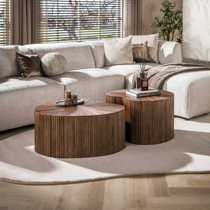 Salontafelset Maya Teak Niervormig Set van 2 | Espresso