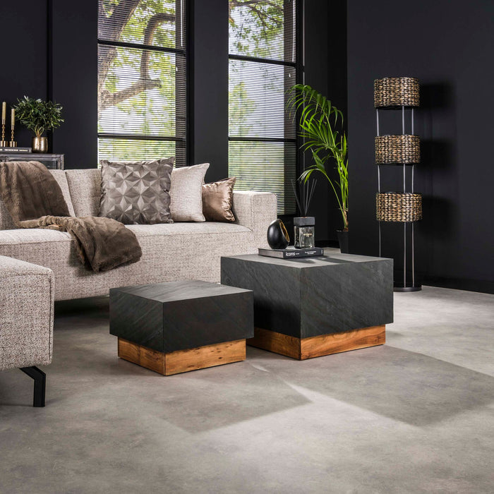 Salontafelset Blox Slate | Leisteen 58/45cm