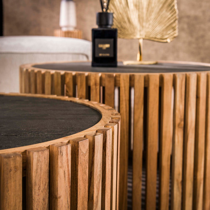 Salontafelset Slate Rond | Leisteen 68/55cm