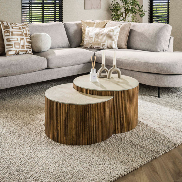Salontafelset Nuovo half rond | Zand 60cm