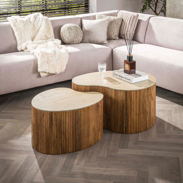 Salontafelset Nuovo niervormig | Zand 82/60cm
