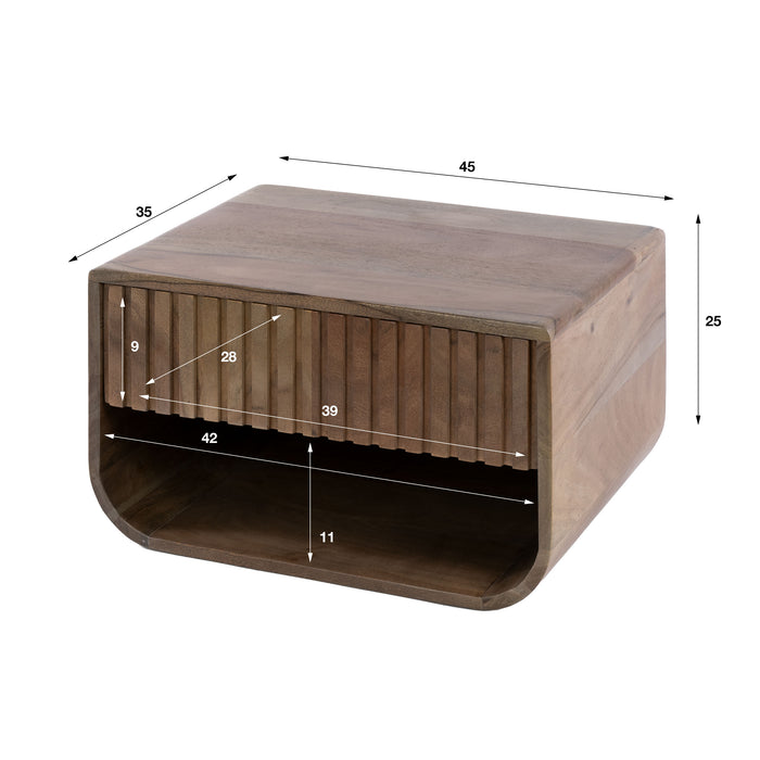 Nachtkastje Carve Rounded Zwevend | Bruin