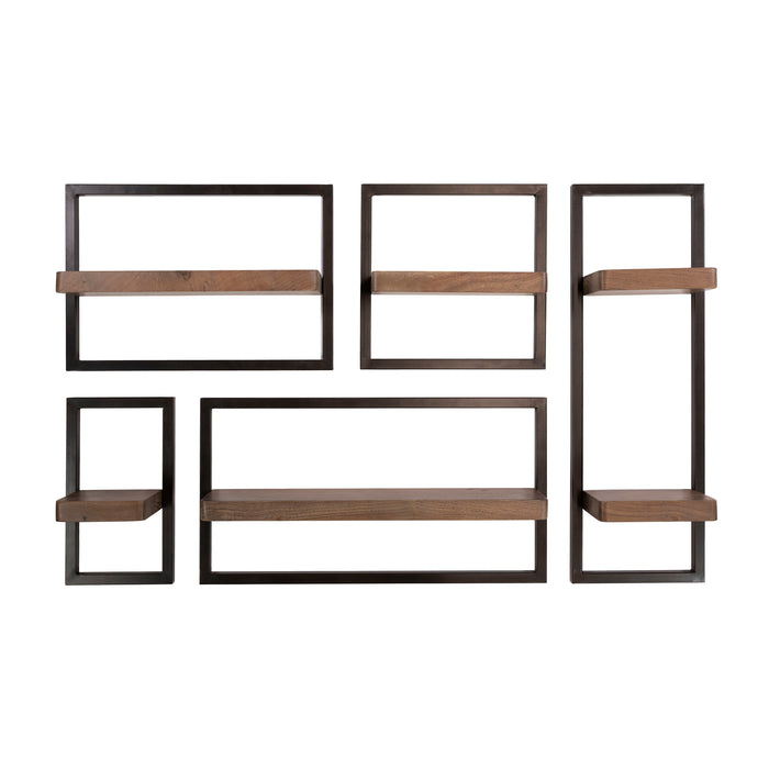Wandschap Carve Set van 5 | Bruin
