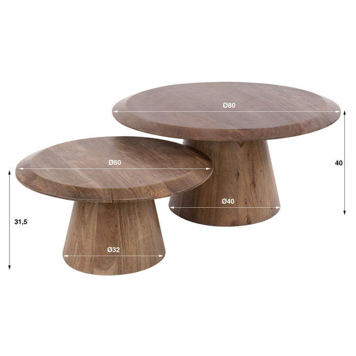 Salontafel Rona set van 2 | Bruin