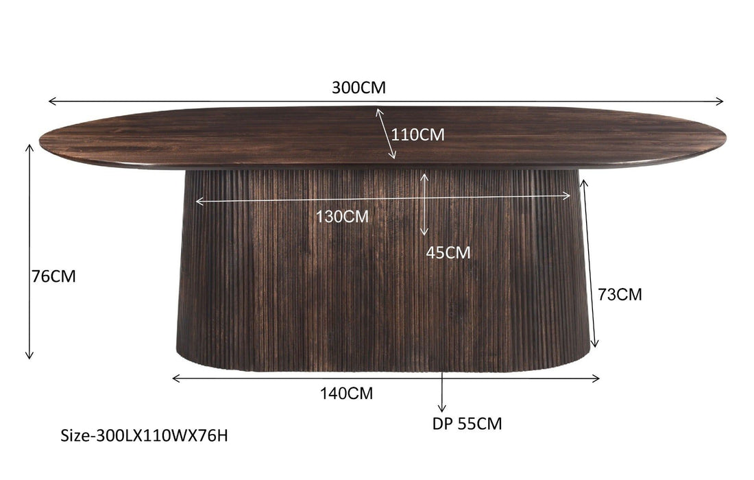 Eettafel Salvator Walnut - 300cm | Ovaal