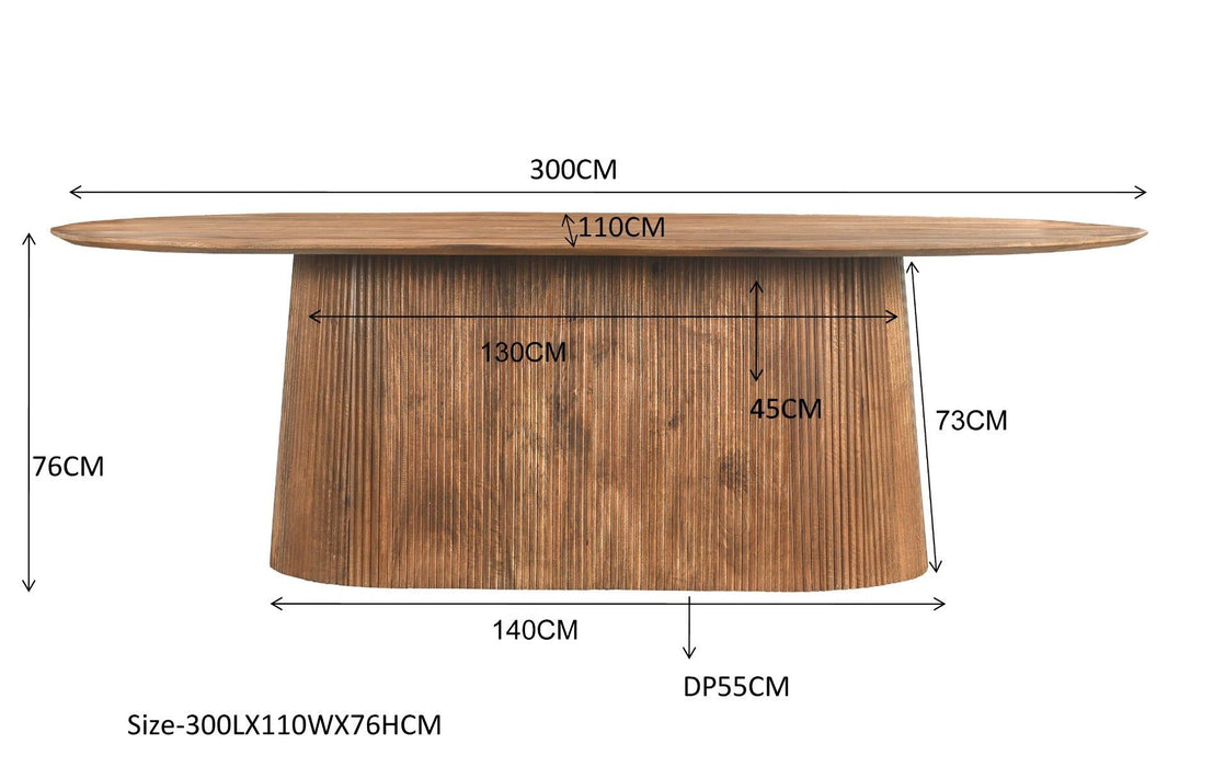 Eettafel Salvator Lichtbruin - 300cm | Ovaal