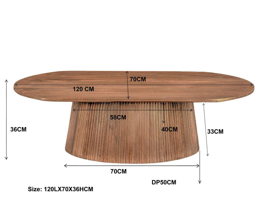 Salontafel Salvator | Lichtbruin 120cm Ovaal