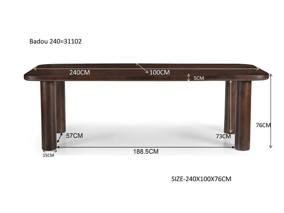 Eettafel Badou | Bruin 240cm