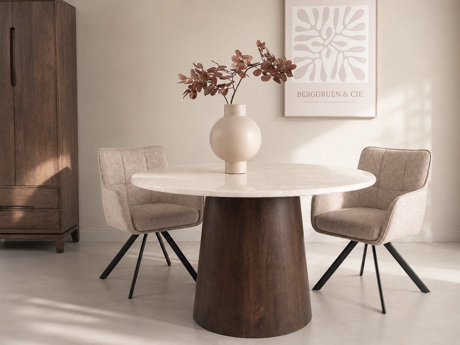Eettafel Bottecino Round | Crème wit 130cm