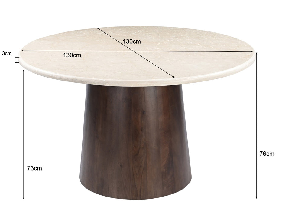 Eettafel Bottecino Round | Crème wit 130cm
