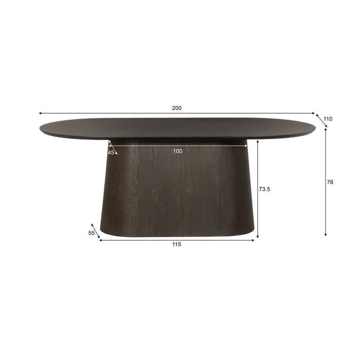 Eettafel Novero Espresso - 200cm | Ovaal