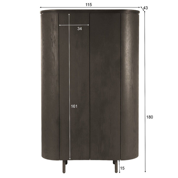 Wandkast Tobago | Espresso 180cm