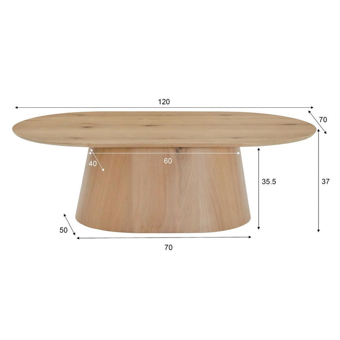 Salontafel Novero | Naturel 120cm Ovaal