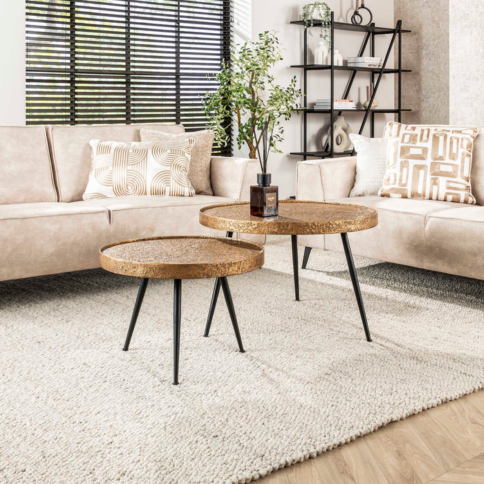 Salontafelset Metallic rond | Antiek Brons 74/58cm