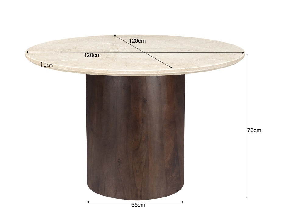 Eettafel Bottecino Round | Crème wit 120cm