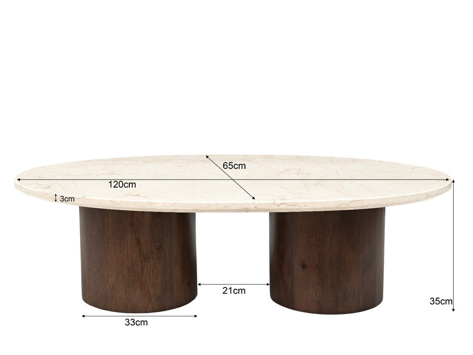 Salontafel Duno Bottecino | Crème Wit 120cm