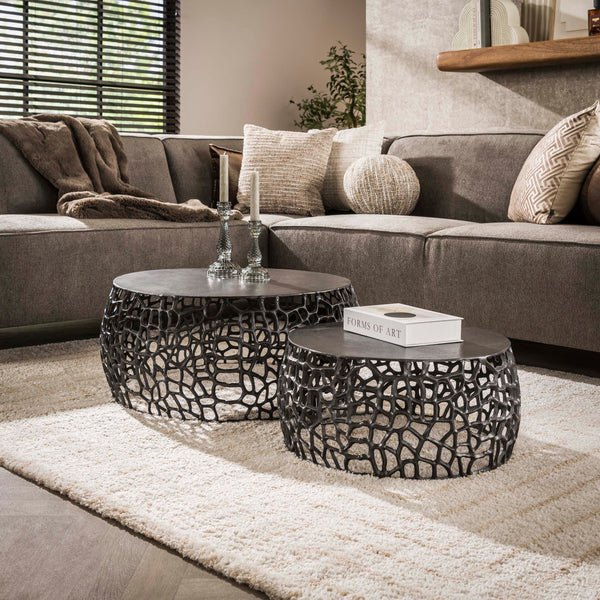 Salontafelset Maze | Nikkel Zwart 75/55cm