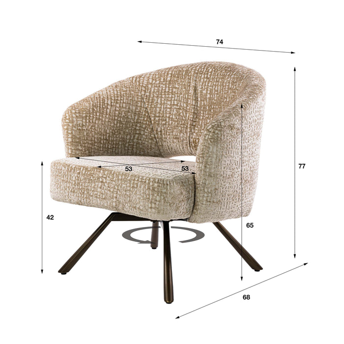Fauteuil Salon Cross Draaibaar | Zand-bruin