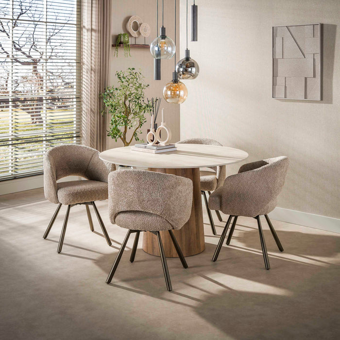 Eetkamerstoel Salon Cross - Bouclé Zand