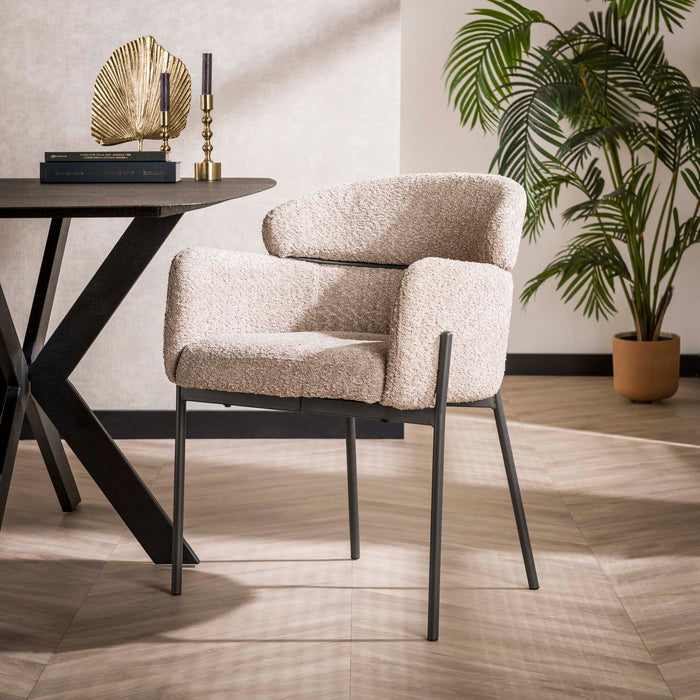 Eetkamerstoel Curva - Bouclé Zand