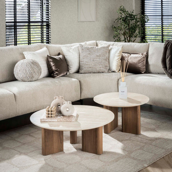 Salontafelset Romano rond | Keramiek 76/58cm