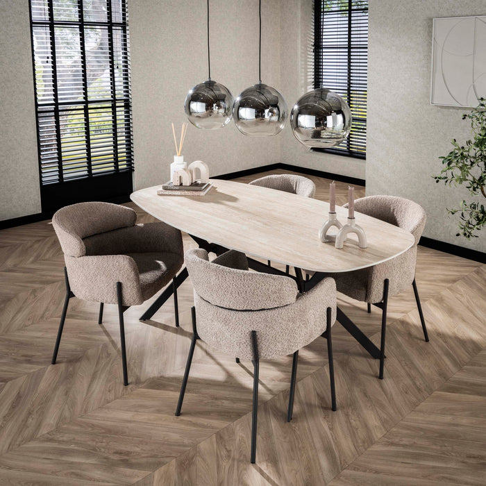 Eettafel June Ovaal | Keramiek travertin