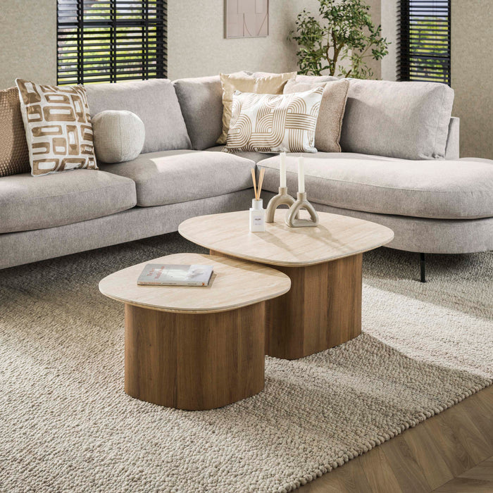 Salontafelset Romano Kiezel | Keramiek 85/57cm