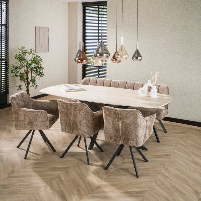 Eettafel Romano Ovaal | 3D keramiek travertin