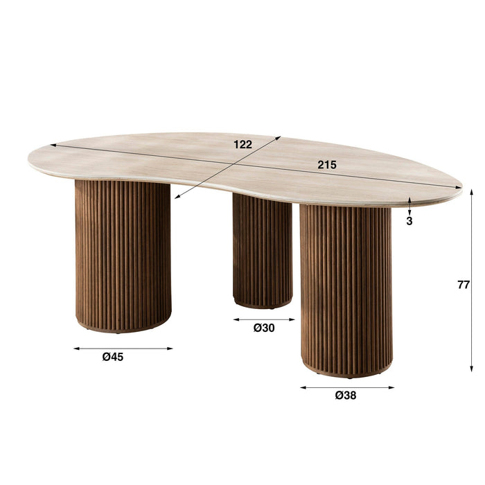 Eettafel Romano - 215cm | Niervormig