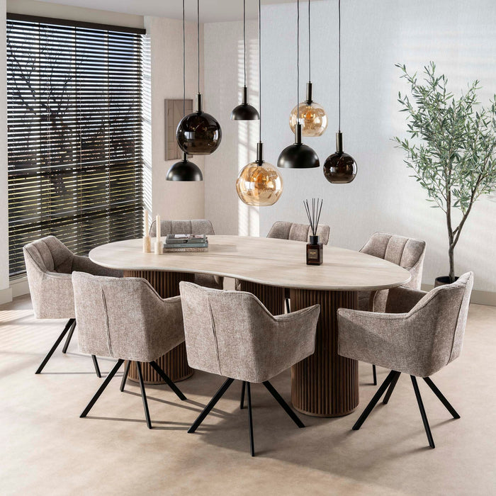 Eettafel Romano Organisch gevormd | 3D keramiek travertin