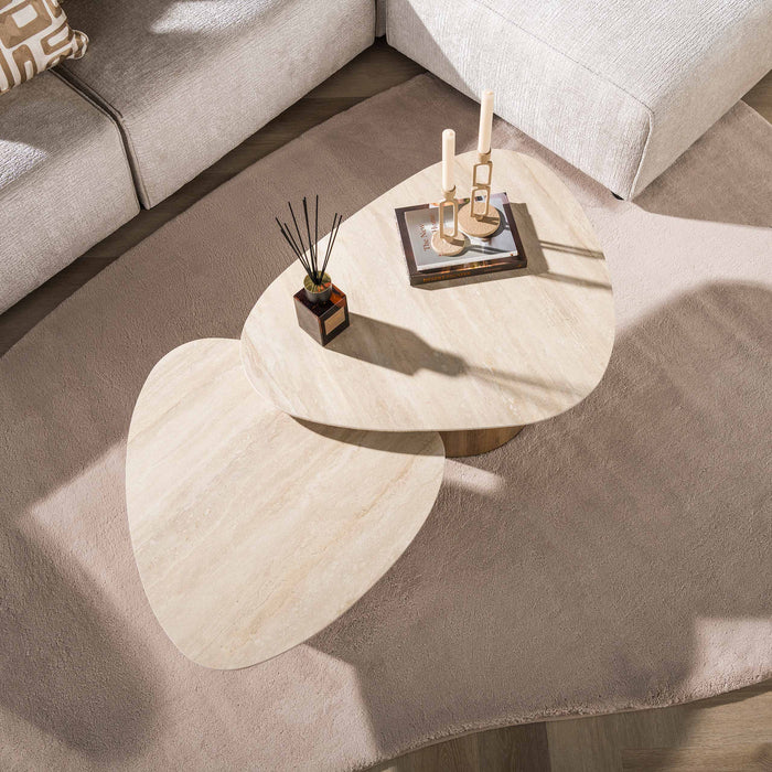 Salontafel Romano Driehoekig Set van 2 | Travertin